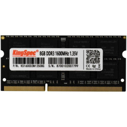 Оперативная память DDR3L 8GB 1600MHz Kingspec KS1600D3N13508G RTL PC3L-12800 CL11 SO-DIMM 204-pin 1.35В single rank Ret [KS1600D3N13508G]