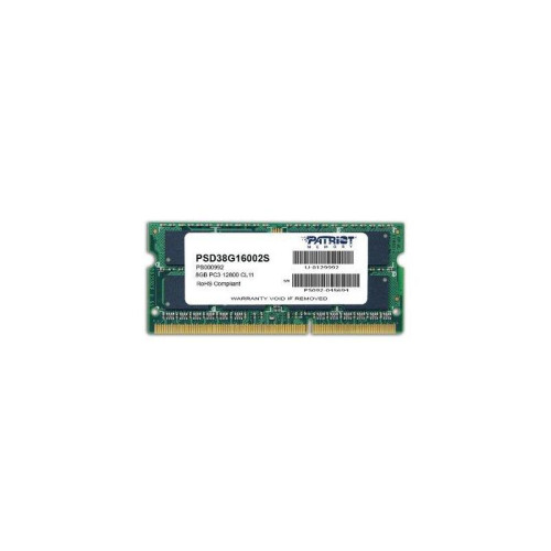 Оперативная память DDR3 8Gb 1600MHz Patriot PSD38G16002S RTL PC3-12800 CL11 SO-DIMM 204-pin 1.5В dual rank Ret [PSD38G16002S]