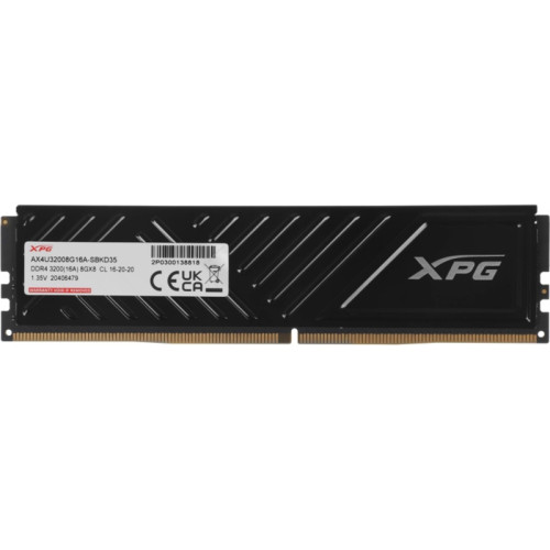 Память DDR4 8GB 3200MHz A-Data AX4U32008G16A-SBKD35 XPG Gammix D35 RTL Gaming PC4-25600 CL16 DIMM 288-pin 1.35В dual rank с радиатором Ret