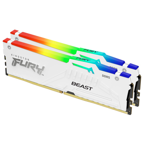 Память оперативная/ Kingston 64GB 5600MT/s DDR5 CL40 DIMM (Kit of 2) FURY Beast White RGB XMP