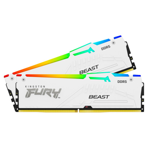 Память оперативная/ Kingston 32GB 6000MT/s DDR5 CL40 DIMM (Kit of 2) FURY Beast White RGB XMP