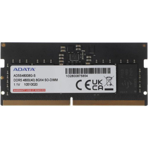 Оперативная память DDR5 8GB 4800MHz A-Data AD5S48008G-S RTL PC4-38400 CL40 SO-DIMM 262-pin 1.1В single rank Ret [AD5S48008G-S]