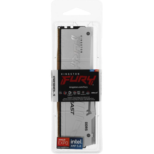 Память DDR5 16GB 6000MHz Kingston KF560C36BWE2A-16 Fury Beast White Expo RGB RTL PC5-48000 CL36 DIMM 288-pin 1.35В dual rank с радиатором Ret