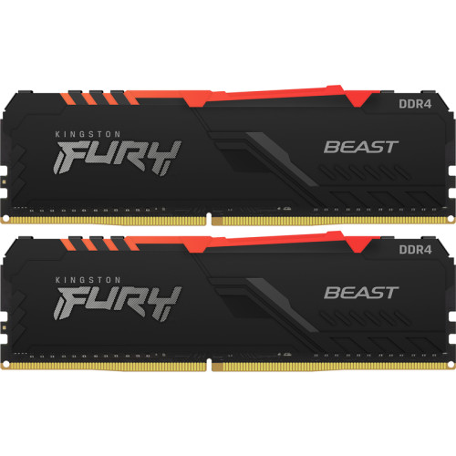 Память оперативная/ Kingston 16GB 2666MHz DDR4 CL16 DIMM (Kit of 2) FURY Beast RGB