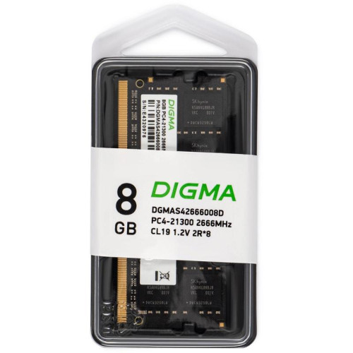 Оперативная память DDR4 8Gb 2666MHz Digma DGMAS42666008D RTL PC4-21300 CL19 SO-DIMM 260-pin 1.2В dual rank Ret [DGMAS42666008D]