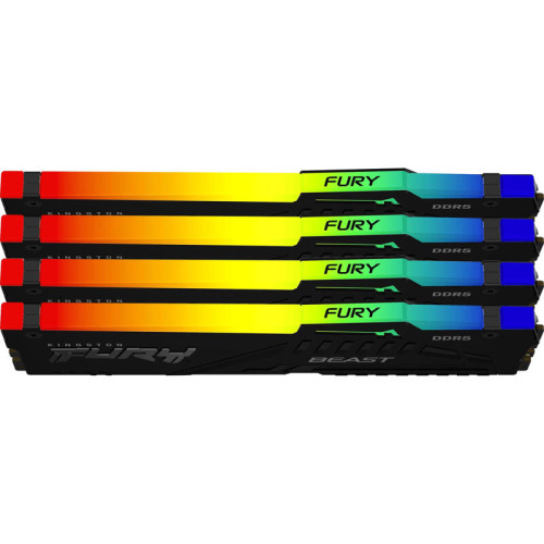 Память оперативная/ Kingston 64GB 5600MT/s DDR5 CL40 DIMM (Kit of 4) FURY Beast RGB XMP