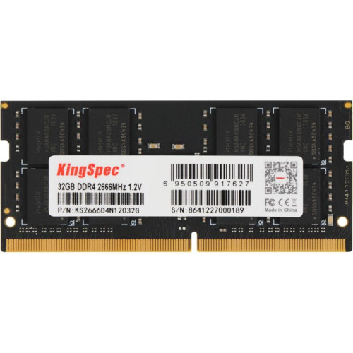 Память DDR4 32GB 2666MHz Kingspec KS2666D4N12032G RTL PC4-21300 SO-DIMM 260-pin 1.2В single rank Ret