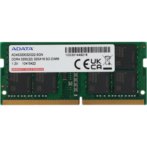 Оперативная память DDR4 32Gb 3200MHz A-Data AD4S320032G22-SGN RTL PC4-25600 CL22 SO-DIMM 260-pin 1.2В single rank Ret [AD4S320032G22-SGN]