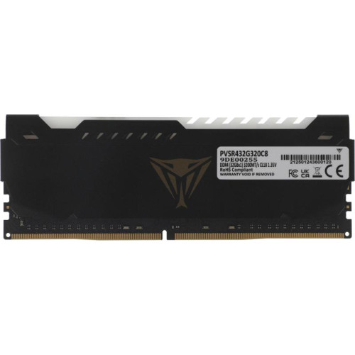 Память DDR4 32GB 3200MHz Patriot PVSR432G320C8 Viper Steel RGB RTL Gaming PC4-25600 CL18 DIMM 288-pin 1.35В dual rank с радиатором Ret
