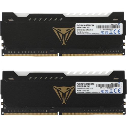 Оперативная память DDR4 2x8Gb 3200MHz Patriot PVSR416G320C8K Viper Steel RGB RTL Gaming PC4-25600 CL18 DIMM 288-pin 1.35В dual rank с радиатором Ret [PVSR416G320C8K]