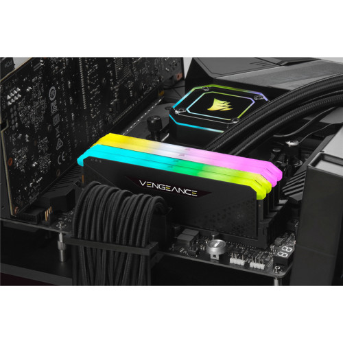 Память оперативная/ Corsair DDR4, 3200MHz 16GB 2x8GB Dimm, Unbuffered, 16-20-20-38, XMP 2.0, Vengeance RGB RS, RGB LED, Black PCB, 1.35V, for AMD Ryzen & Intel