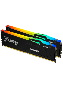 Память оперативная/ Kingston 32GB 5600MHz DDR5 CL40 DIMM (Kit of 2) FURY Beast RGB XMP