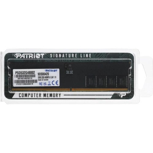 Оперативная память DDR5 32GB 4800MHz Patriot PSD532G48002 Signature RTL PC5-38400 CL40 DIMM 288-pin 1.1В dual rank Ret [PSD532G48002]