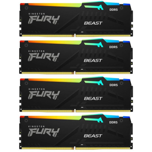 Память оперативная/ Kingston 128GB 5200MT/s DDR5 CL40 DIMM (Kit of 4) FURY Beast RGB XMP