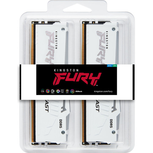 Память оперативная/ Kingston 64GB 6000MT/s DDR5 CL36 DIMM (Kit of 2) FURY Beast White RGB EXPO