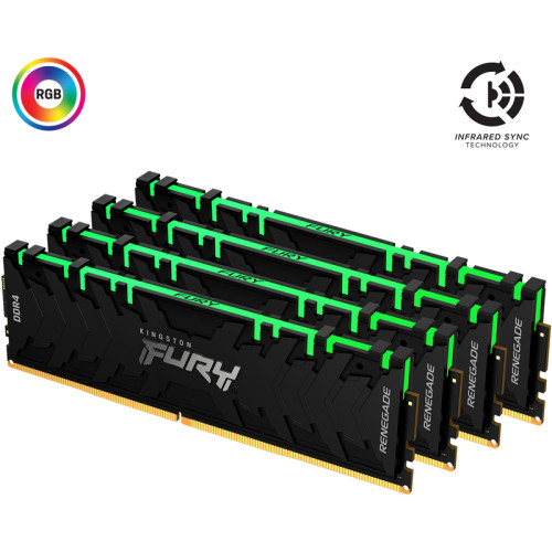 Память оперативная Kingston 32GB3600MHz DDR4 CL16DIMM (Kit of4)FURYRenegadeRGB