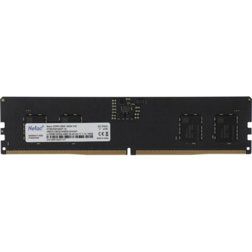 Оперативная память DDR5 16GB 4800MHz Netac NTBSD5P48SP-16 Basic RTL Gaming PC5-38400 CL40 DIMM ECC 288-pin 1.1В original Intel Ret [NTBSD5P48SP-16]