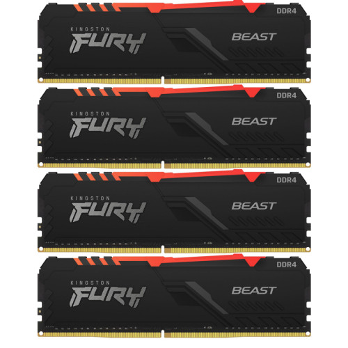 Память оперативная/ Kingston 128GB 3200MT/s DDR4 CL16 DIMM (Kit of 4) FURY Beast RGB