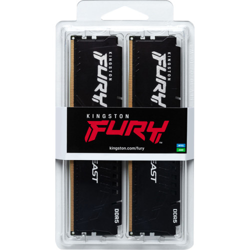 Память оперативная/ Kingston 64GB 5200MT/s DDR5 CL40 DIMM (Kit of 4) FURY Beast Black XMP