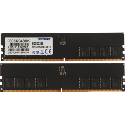 Память DDR5 2x16Gb 4800MHz Patriot PSD532G4800K Signature RTL Gaming PC5-38400 CL40 DIMM 288-pin 1.1В Ret