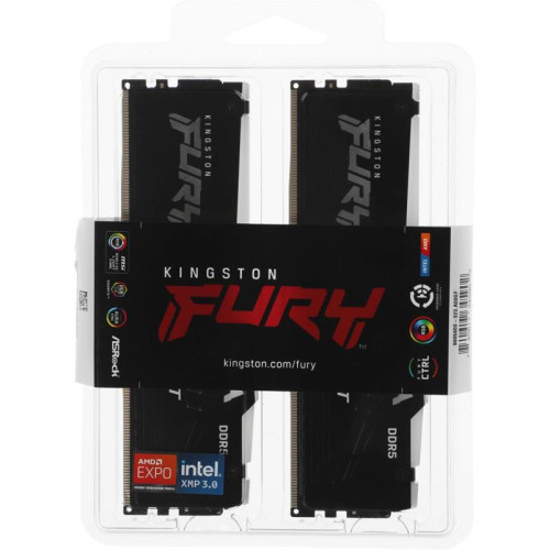 Память DDR5 2x16GB 6000MHz Kingston KF560C36BBE2AK2-32 Fury Beast RGB RTL Gaming PC5-48000 CL36 DIMM 288-pin 1.35В single rank с радиатором Ret