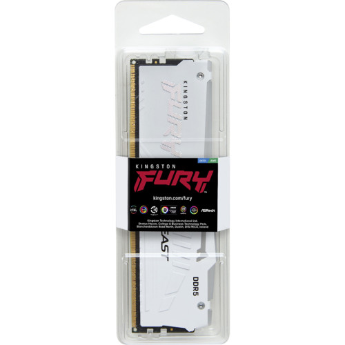Память оперативная/ Kingston 16GB 6000MT/s DDR5 CL30 DIMM FURY Beast White RGB XMP