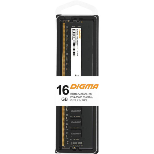 Оперативная память DDR4 16Gb 3200MHz Digma DGMAD43200016D RTL PC4-25600 CL22 DIMM 288-pin 1.2В dual rank Ret [DGMAD43200016D]