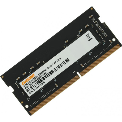 Оперативная память DDR4 8Gb 3200MHz Digma DGMAS43200008S RTL PC4-25600 CL22 SO-DIMM 260-pin 1.2В single rank Ret [DGMAS43200008S]