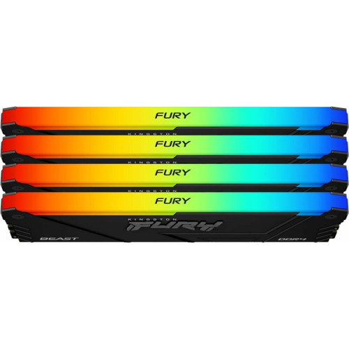 Память оперативная/ Kingston 32GB 3200MT/s DDR4 CL16 DIMM (Kit of 4) FURY Beast RGB