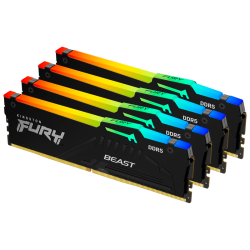 Память оперативная/ Kingston 64GB 3200MT/s DDR4 CL16 DIMM (Kit of 4) FURY Beast RGB