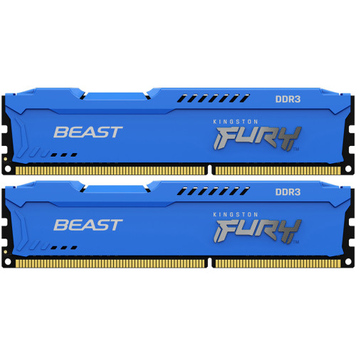 Память оперативная/ Kingston 8GB 1600MHz DDR3 CL10 DIMM(Kit of 2) FURY BeastBlue