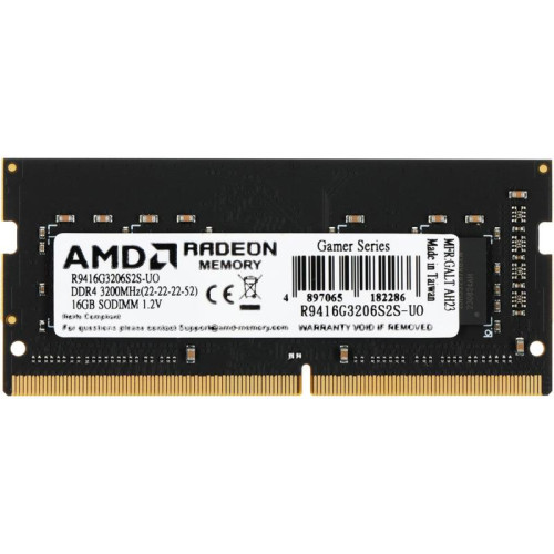 Оперативная память DDR4 16GB 3200MHz AMD R9416G3206S2S-UO R9 OEM PC4-25600 CL22 SO-DIMM 260-pin 1.2В OEM [R9416G3206S2S-UO]