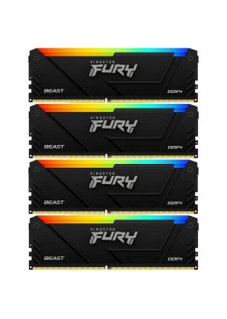 Память оперативная/ Kingston 32GB 3600MT/s DDR4 CL17 DIMM (Kit of 4) FURY Beast RGB