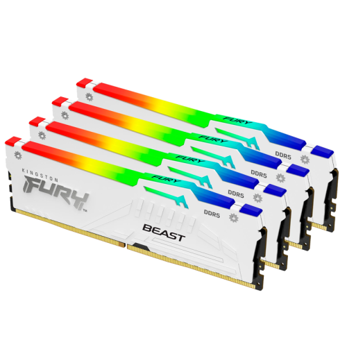 Память оперативная/ Kingston 128GB 5200MT/s DDR5 CL40 DIMM (Kit of 4) FURY Beast White RGB XMP