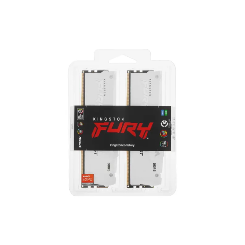 Память оперативная/ Kingston 32GB 6000MT/s DDR5 CL30 DIMM (Kit of 2) FURY Beast White RGB EXPO