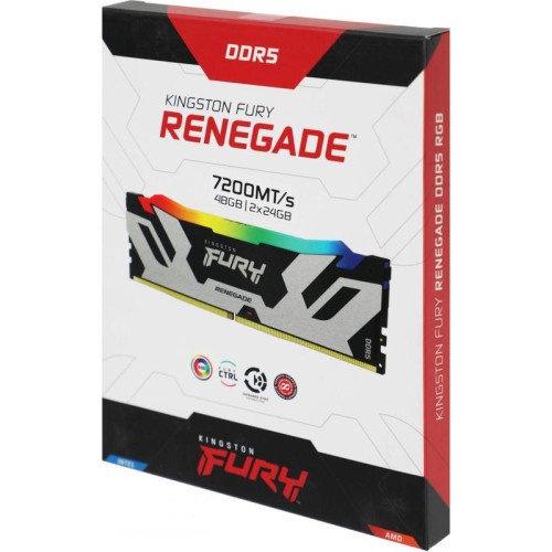 Оперативная память DDR5 2x24GB 7200MHz Kingston KF572C38RSAK2-48 Fury Renegade XMP RGB RTL Gaming PC5-57600 CL38 DIMM 288-pin 1.45В kit single rank с радиатором Ret [KF572C38RSAK2-48]
