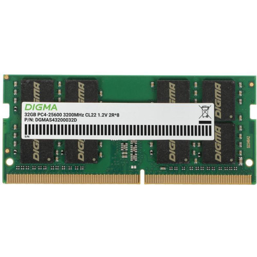 Оперативная память DDR4 32GB 3200MHz Digma DGMAS43200032D RTL PC4-25600 CL22 SO-DIMM 260-pin 1.2В dual rank Ret [DGMAS43200032D]