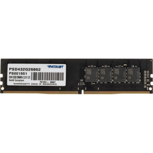 Оперативная память DDR4 32Gb 2666MHz Patriot PSD432G26662 Signature RTL PC4-21300 CL19 DIMM 288-pin 1.2В dual rank Ret [PSD432G26662]