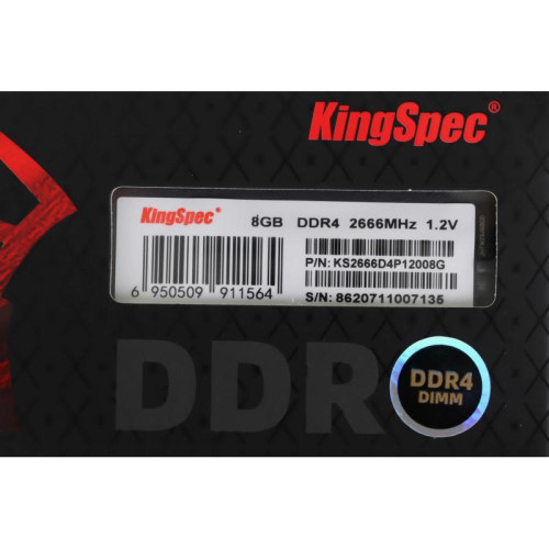 Оперативная память DDR4 8Gb 2666MHz Kingspec KS2666D4P12008G RTL PC4-21300 DIMM 288-pin 1.2В single rank Ret [KS2666D4P12008G]