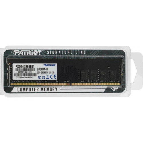 Оперативная память DDR4 4Gb 2666MHz Patriot PSD44G266681 Signature RTL PC4-21300 CL19 DIMM 288-pin 1.2В single rank Ret [PSD44G266681]