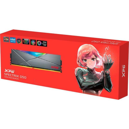 Память DDR4 16GB 3200MHz A-Data AX4U320016G16A-ST50 XPG Spectrix D50 RGB RTL Gaming PC4-25600 CL16 DIMM 288-pin 1.35В dual rank с радиатором Ret