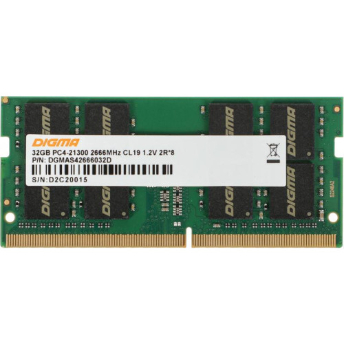 Оперативная память DDR4 32Gb 2666MHz Digma DGMAS42666032D RTL PC4-21300 CL19 SO-DIMM 260-pin 1.2В dual rank Ret [DGMAS42666032D]