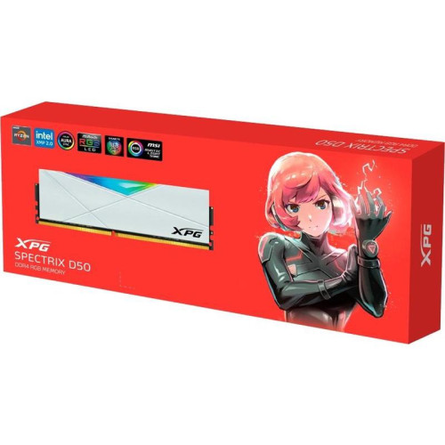 Память DDR4 32GB 3600MHz A-Data AX4U360032G18I-SW50 XPG Spectrix D50 RGB RTL PC4-28800 CL18 DIMM 288-pin 1.35В single rank с радиатором Ret