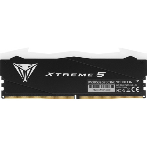 Оперативная память DDR5 2x16Gb 7600MHz Patriot PVXR532G76C36K Viper XTREME RGB RTL Gaming PC5-60800 CL36 DIMM 288-pin 1.45В с радиатором Ret [PVXR532G76C36K]