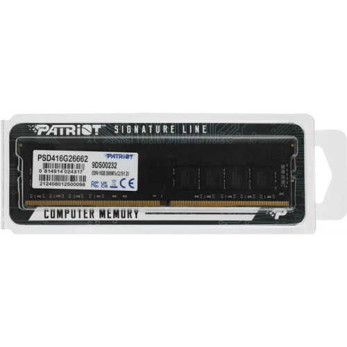 Память DDR4 16GB 2666MHz Patriot PSD416G26662 Signature RTL PC4-21300 CL19 DIMM 288-pin 1.2В single rank Ret
