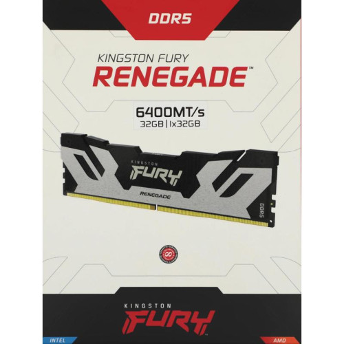 Оперативная память DDR5 32GB 6400MHz Kingston KF564C32RS-32 Fury Renegade Silver XMP RTL Gaming PC5-51200 CL32 DIMM 288-pin 1.4В с радиатором Ret [KF564C32RS-32]