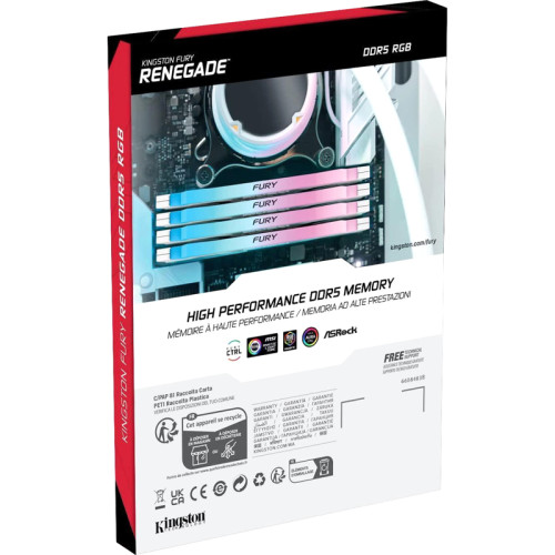 Память оперативная/ Kingston 16GB 7600MT/s DDR5 CL38 DIMM FURY Renegade RGB White XMP