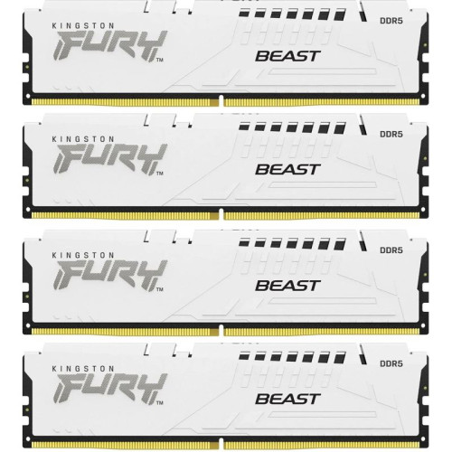 Память оперативная/ Kingston 64GB 6000MT/s DDR5 CL40 DIMM (Kit of 4) FURY Beast White XMP