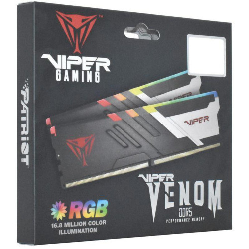 Оперативная память DDR5 2x16Gb 6400MHz Patriot PVVR532G640C32K Viper Venom RGB RTL Gaming PC5-51200 CL32 DIMM 288-pin 1.4В kit с радиатором Ret [PVVR532G640C32K]