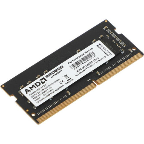 Оперативная память DDR4 4Gb 2400MHz AMD R744G2400S1S-U Radeon R7 Performance Series RTL PC4-19200 CL16 SO-DIMM 260-pin 1.2В Ret [R744G2400S1S-U]